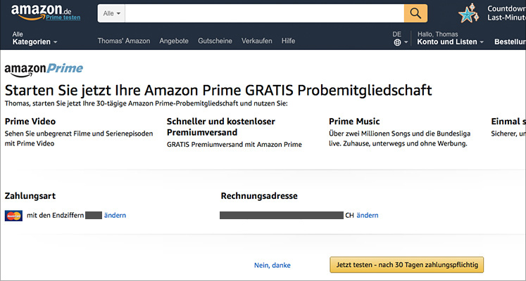 Starten Sie jetzt Ihre Amazon Prime GRATIS Probemitgliedschaft